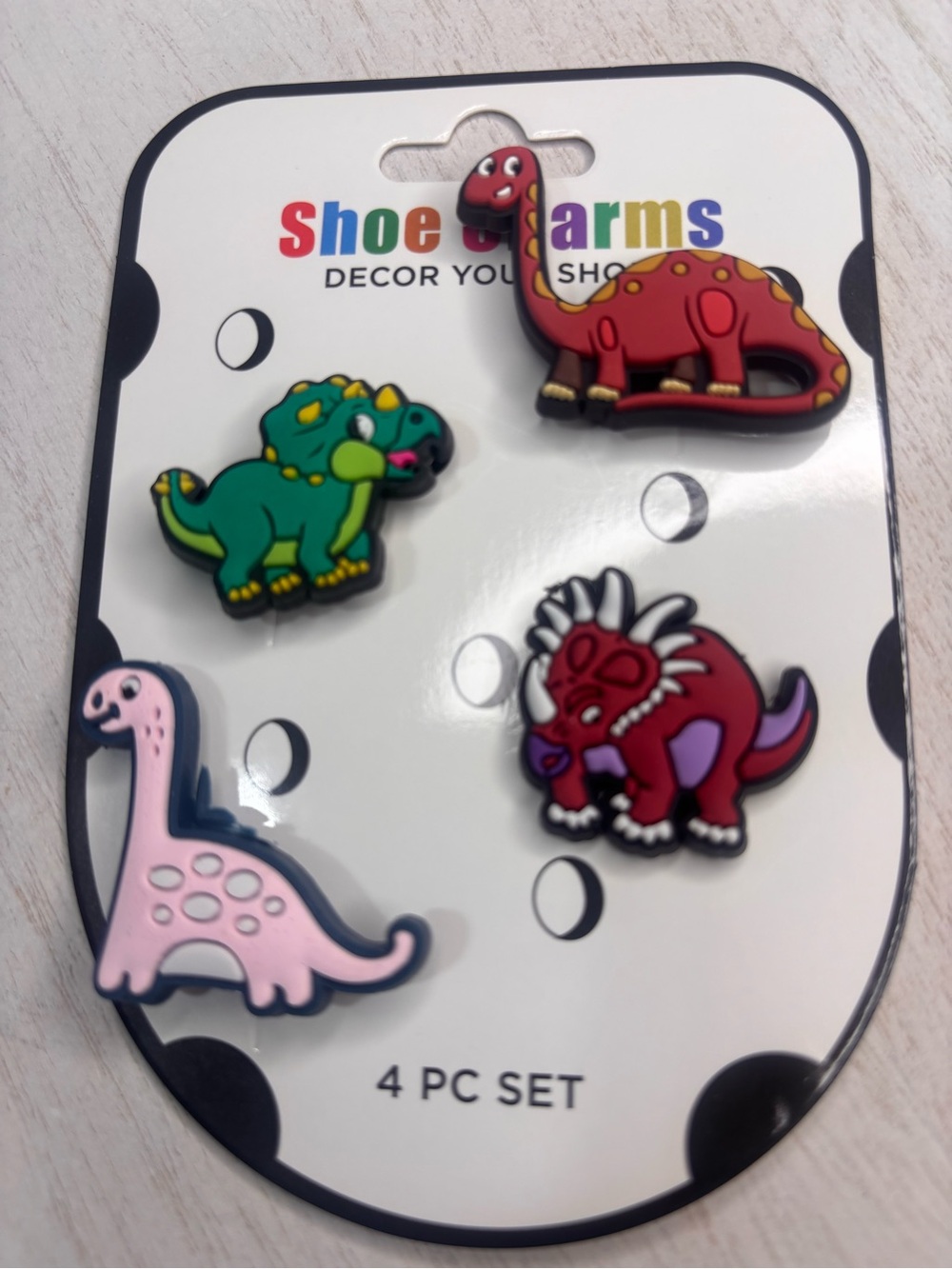 Dinosaur Shoe Charms 4 Piece Set – Cute Colorful Croc Charms